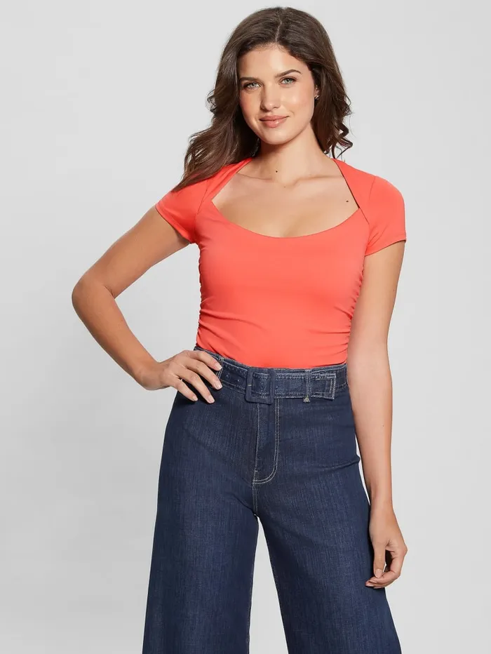 GUESS Tops Farah Shirred Top Red 8211 Women