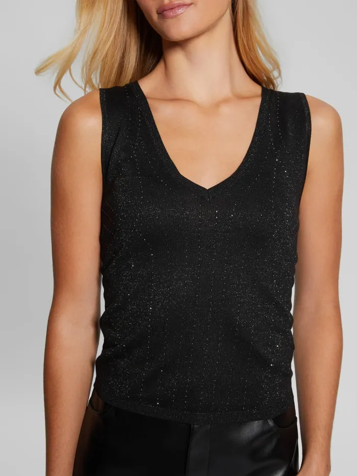 GUESS Tops Janine Rhinestone SweaterKnit Top Black 8211 Women