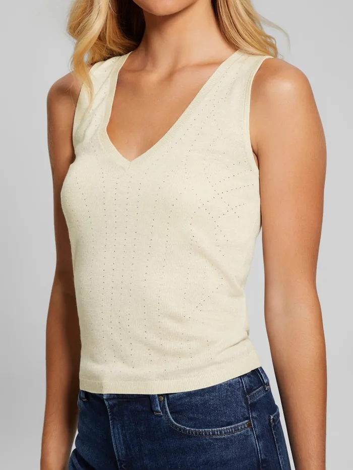 GUESS Tops Janine Rhinestone SweaterKnit Top Black 8211 Women