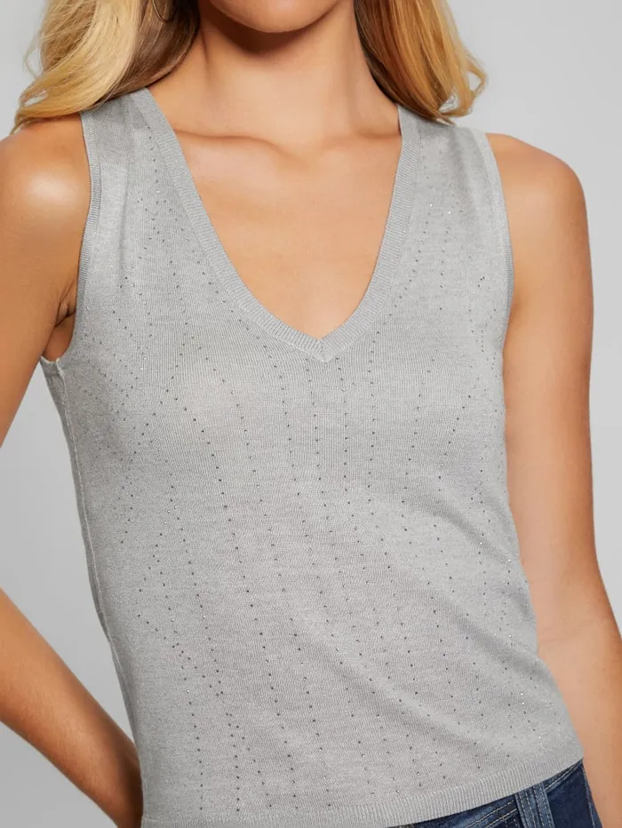 GUESS Tops Janine Rhinestone SweaterKnit Top Black 8211 Women