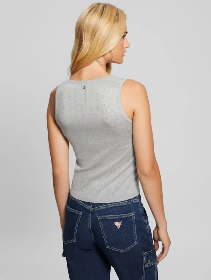 GUESS Tops Janine Rhinestone SweaterKnit Top Black 8211 Women