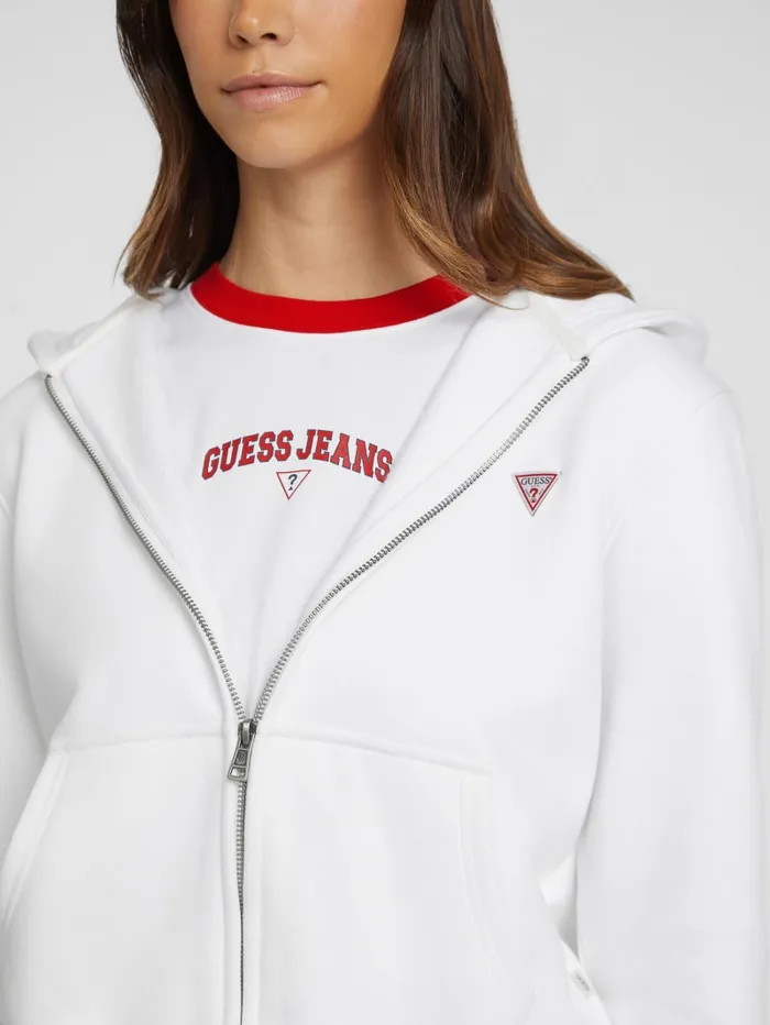 GUESS Tops Mini Patch ZipUp Sweatshirt White 8211 Women