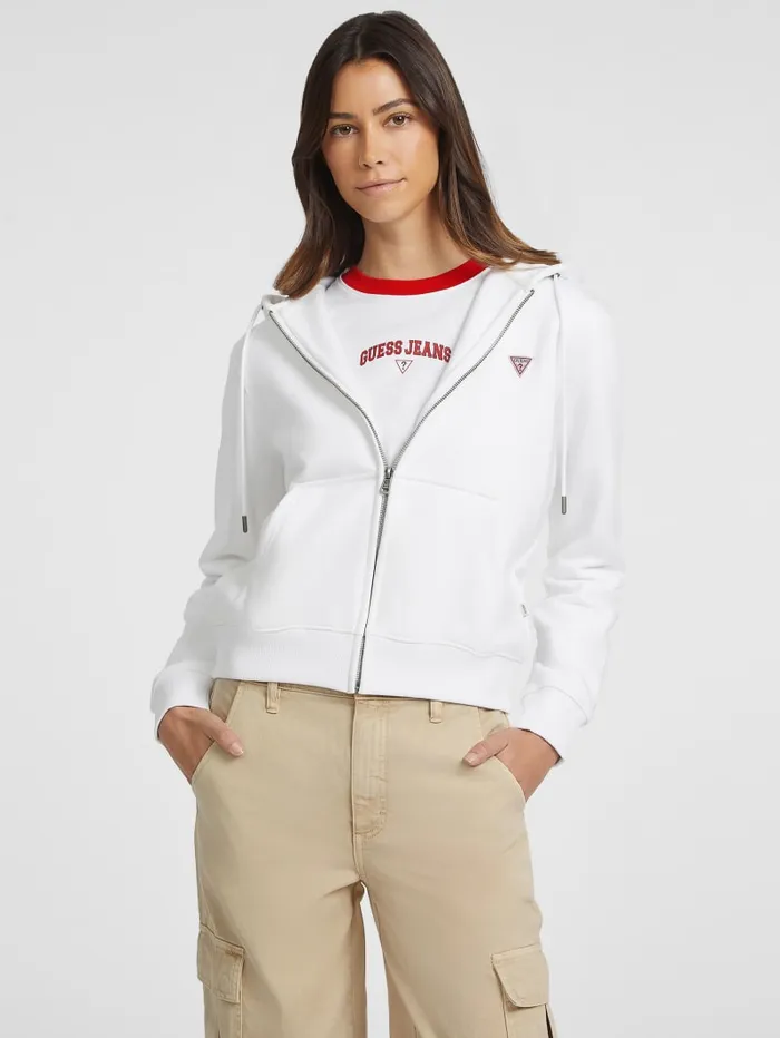GUESS Tops Mini Patch ZipUp Sweatshirt White 8211 Women