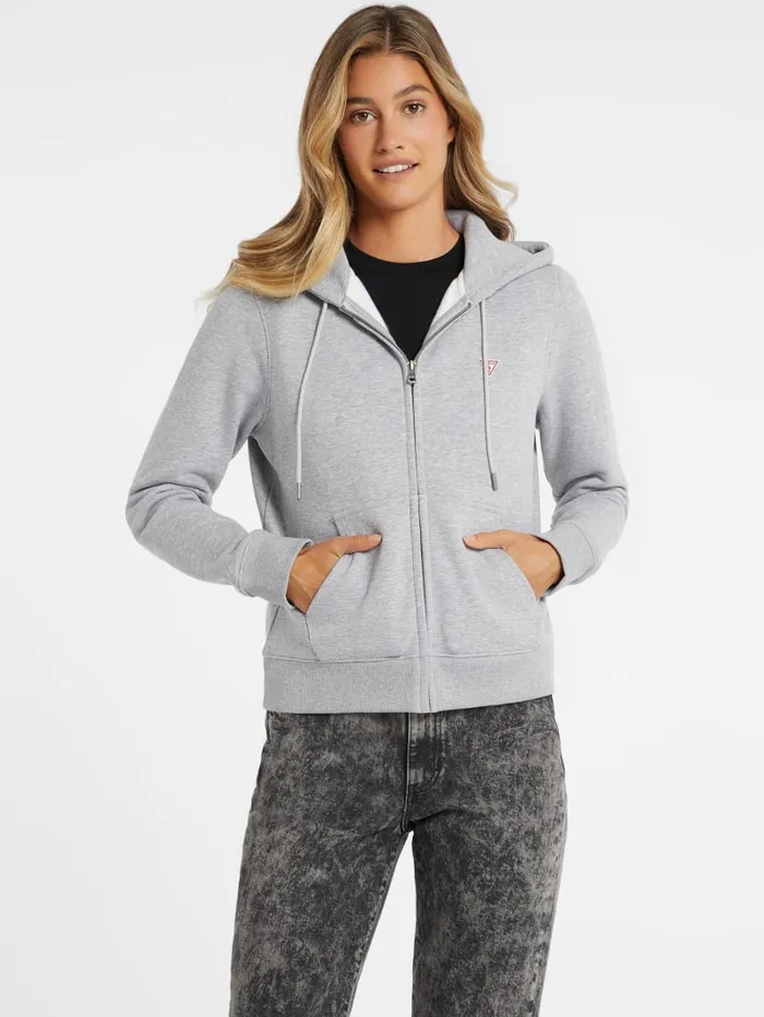 GUESS Tops Mini Patch ZipUp Sweatshirt White 8211 Women