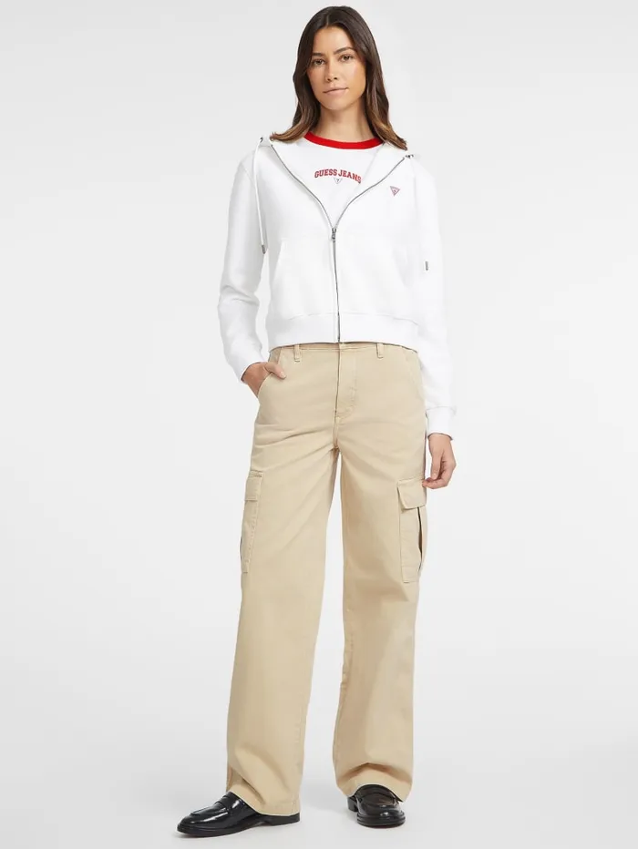 GUESS Tops Mini Patch ZipUp Sweatshirt White 8211 Women