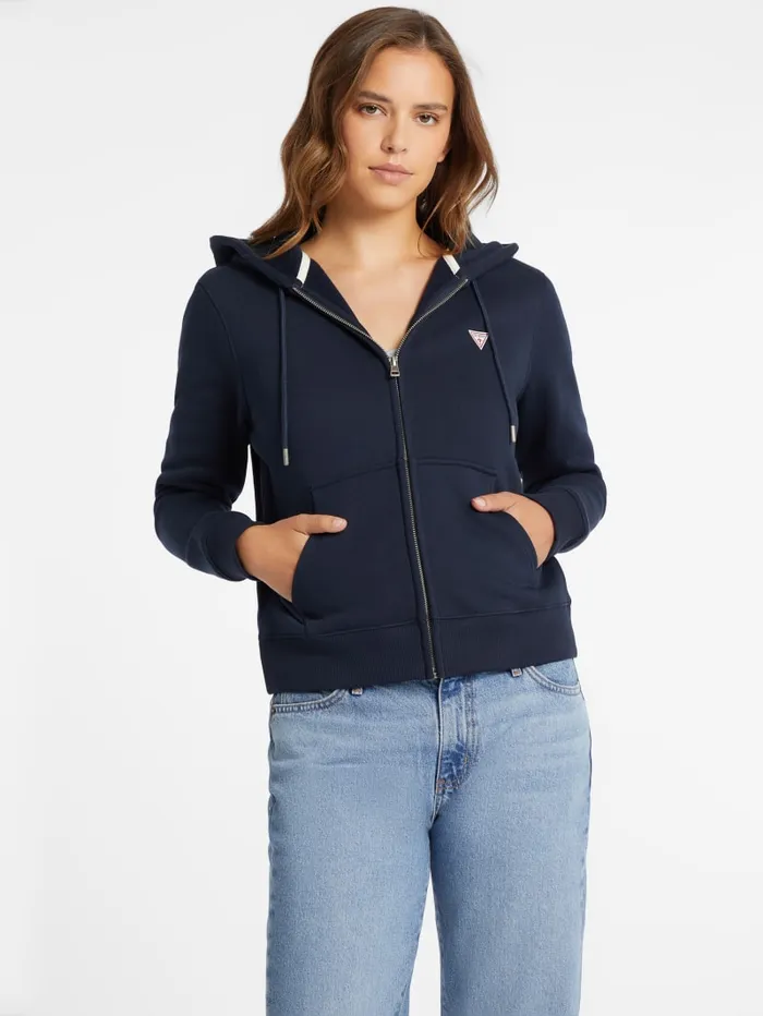 GUESS Tops Mini Patch ZipUp Sweatshirt White 8211 Women