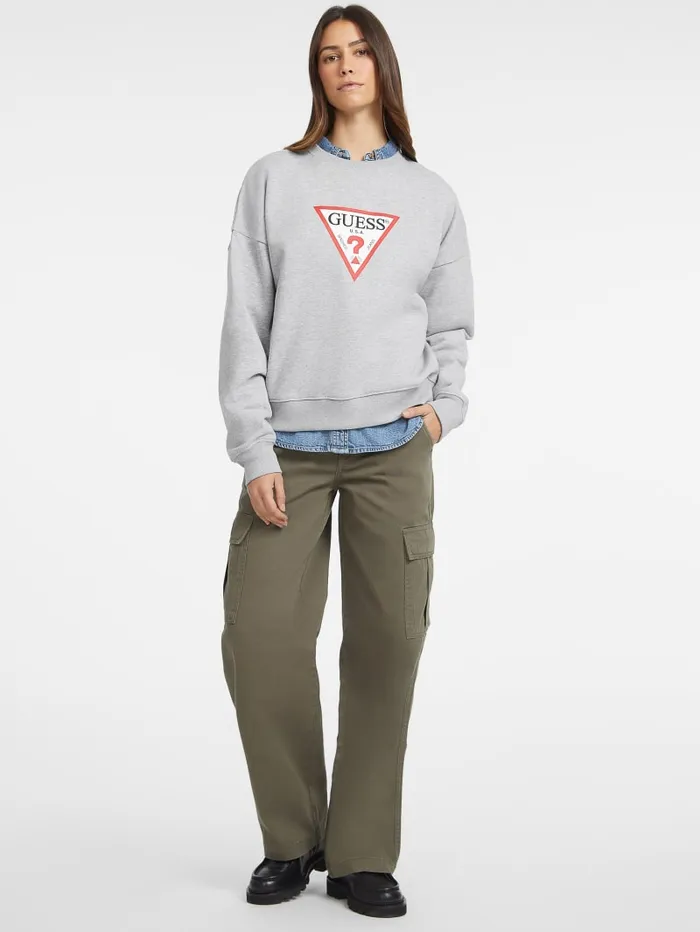 GUESS Tops Oversized Iconic Sweatshirt Gray 8211 Women
