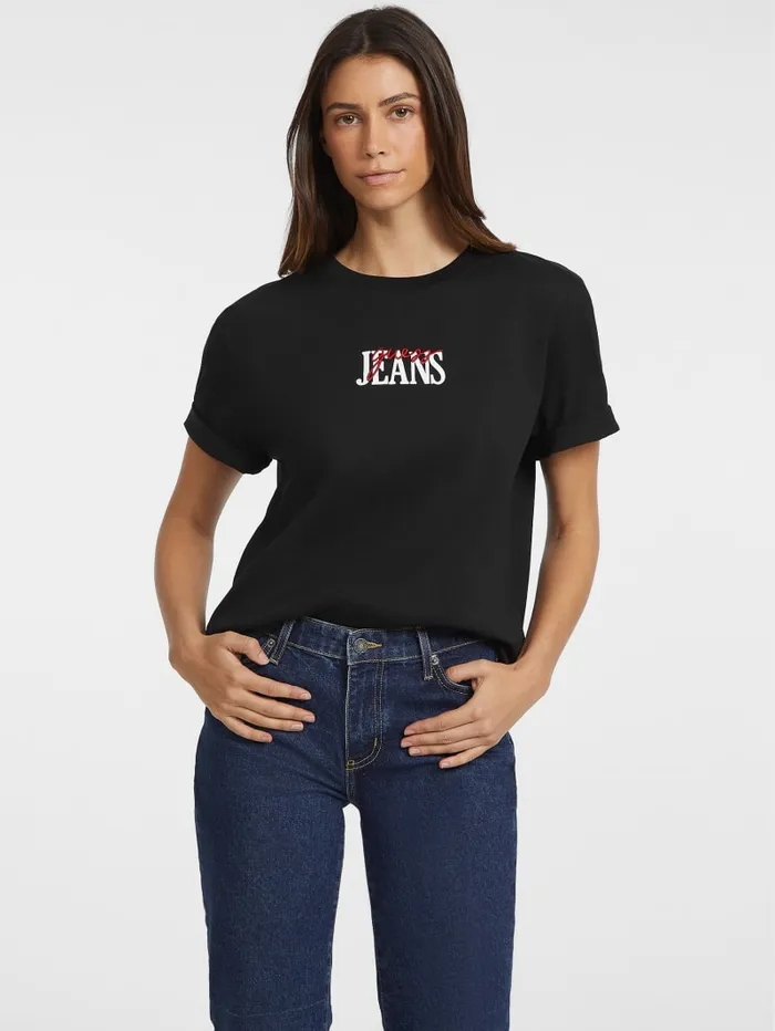GUESS Tops Oversized Mixed Logo Tee Black 8211 Women
