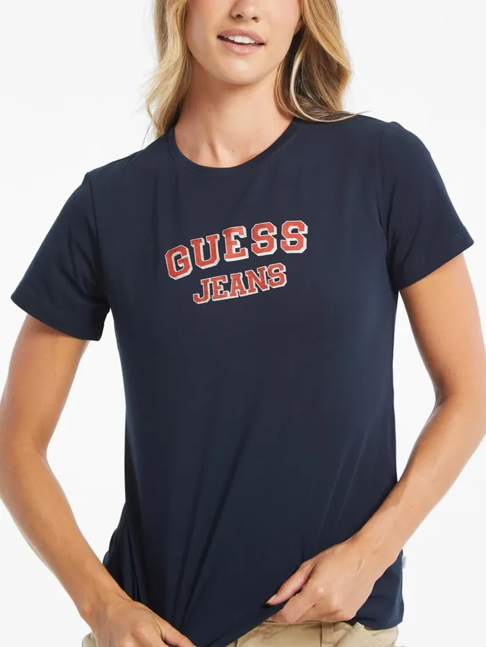 GUESS Tops Regular TwoTone Logo Tee Blue 8211 Women