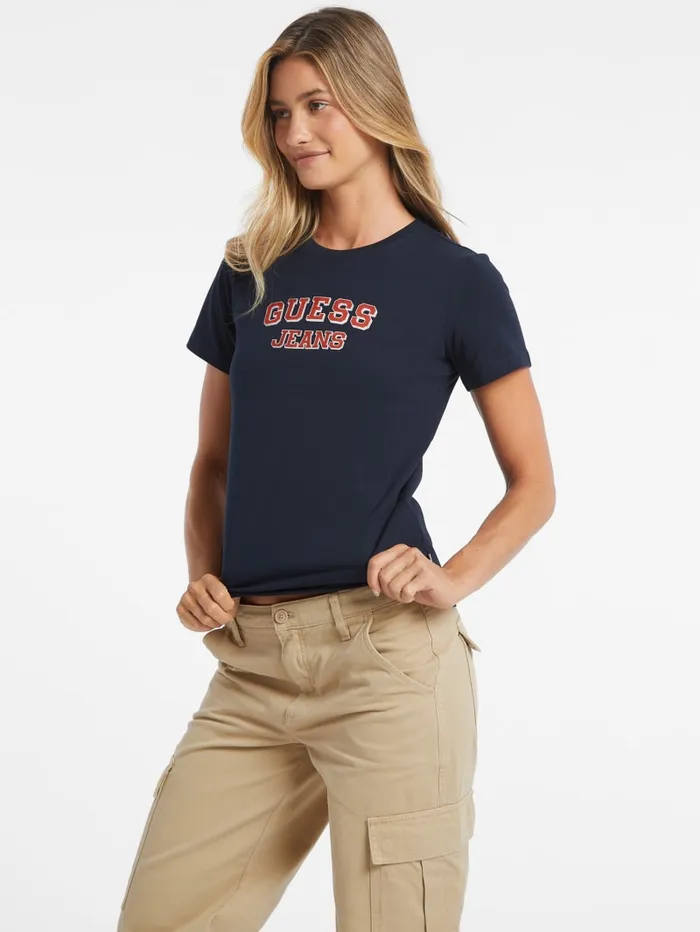 GUESS Tops Regular TwoTone Logo Tee Blue 8211 Women