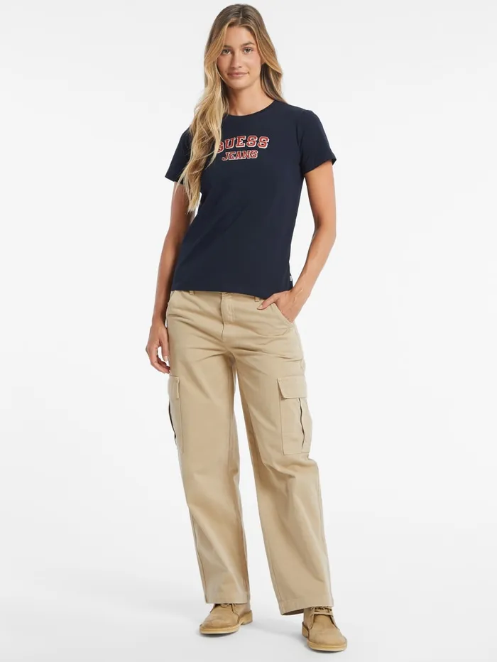 GUESS Tops Regular TwoTone Logo Tee Blue 8211 Women