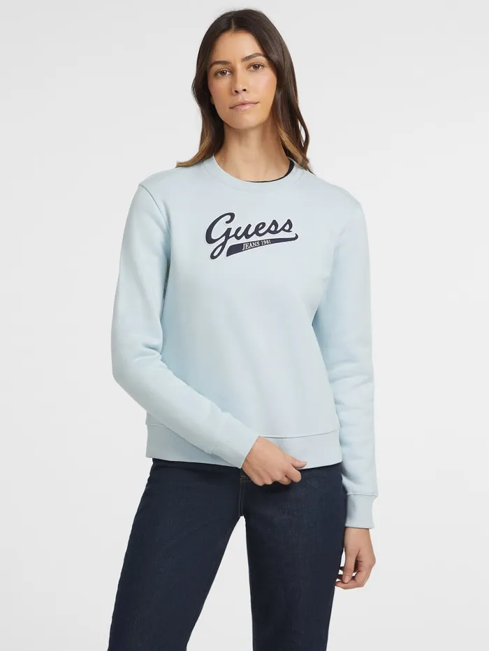 GUESS Tops Script Logo Sweatshirt Blue 8211 Women