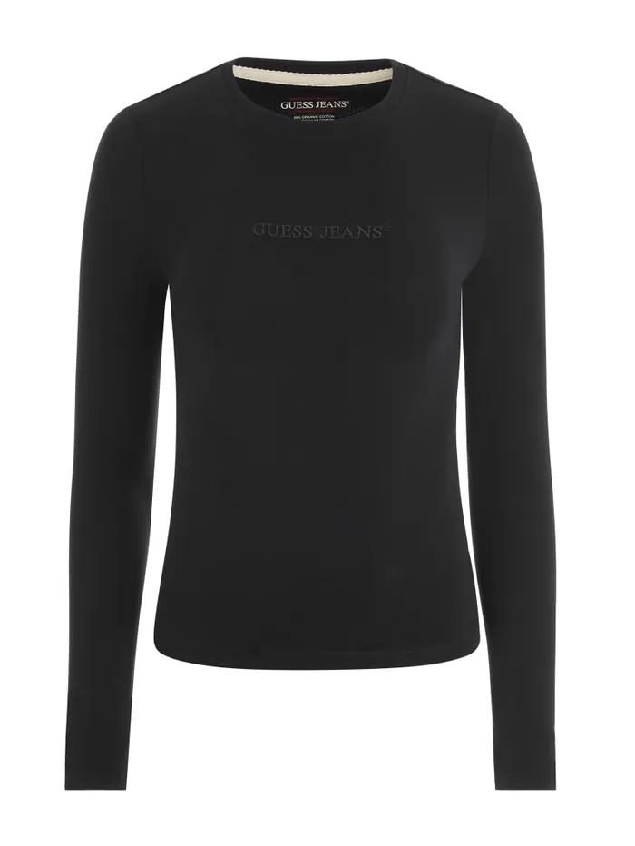 GUESS Tops Slim Embroidered LongSleeve Tee Black 8211 Women