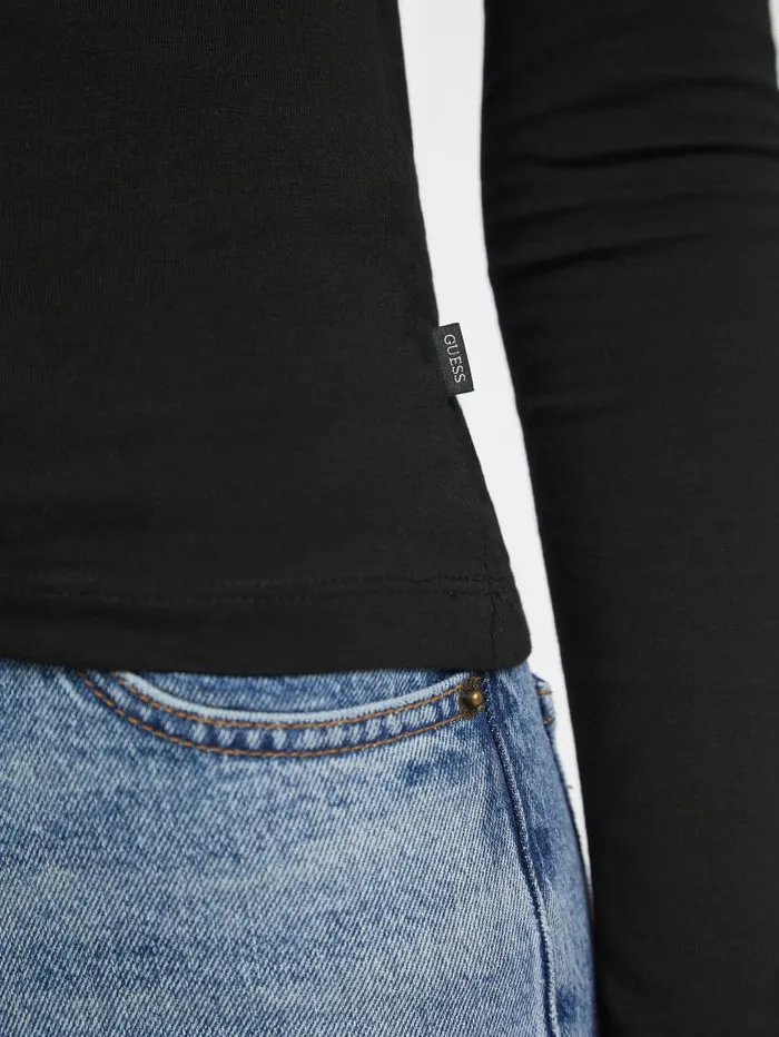 GUESS Tops Slim Embroidered LongSleeve Tee Black 8211 Women
