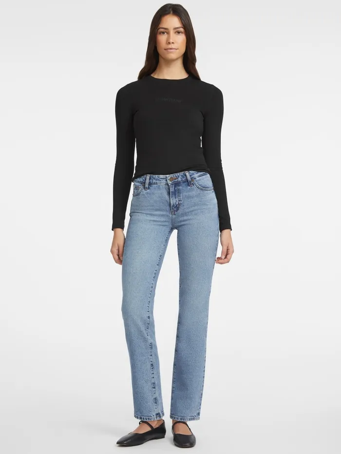 GUESS Tops Slim Embroidered LongSleeve Tee Black 8211 Women