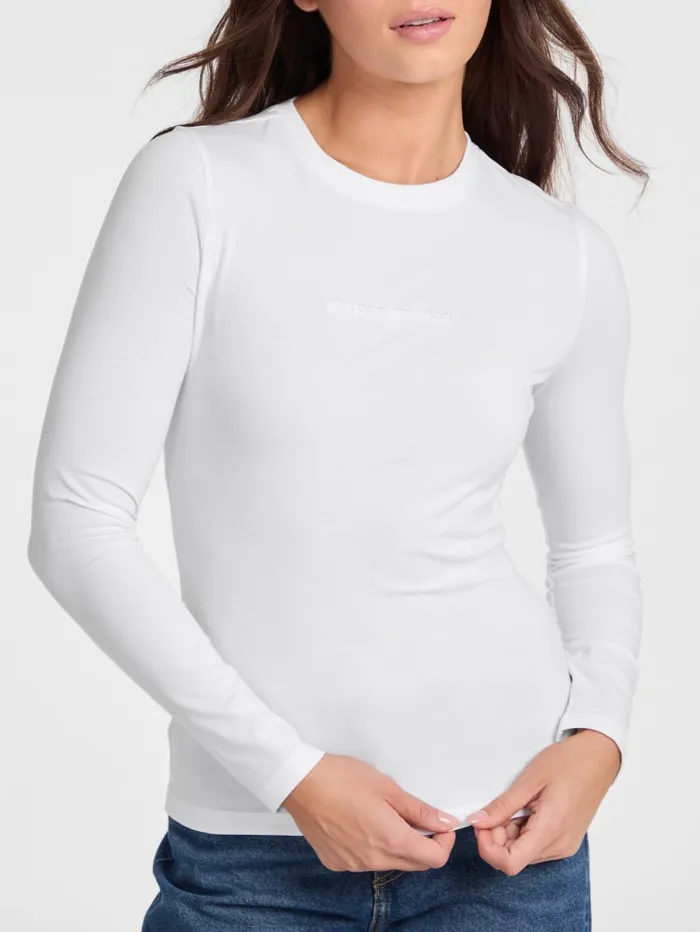 GUESS Tops Slim Embroidered LongSleeve Tee Black 8211 Women