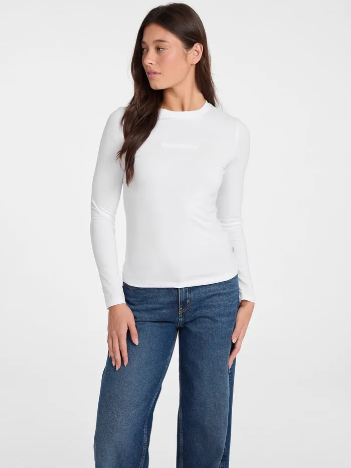 GUESS Tops Slim Embroidered LongSleeve Tee Black 8211 Women