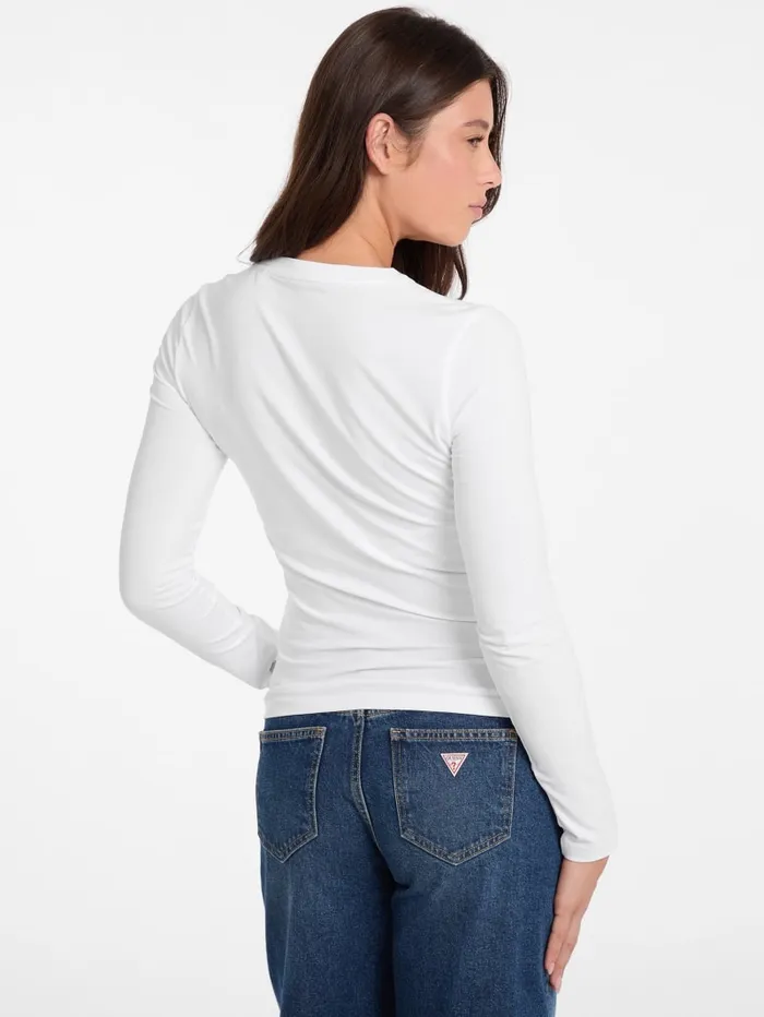 GUESS Tops Slim Embroidered LongSleeve Tee Black 8211 Women