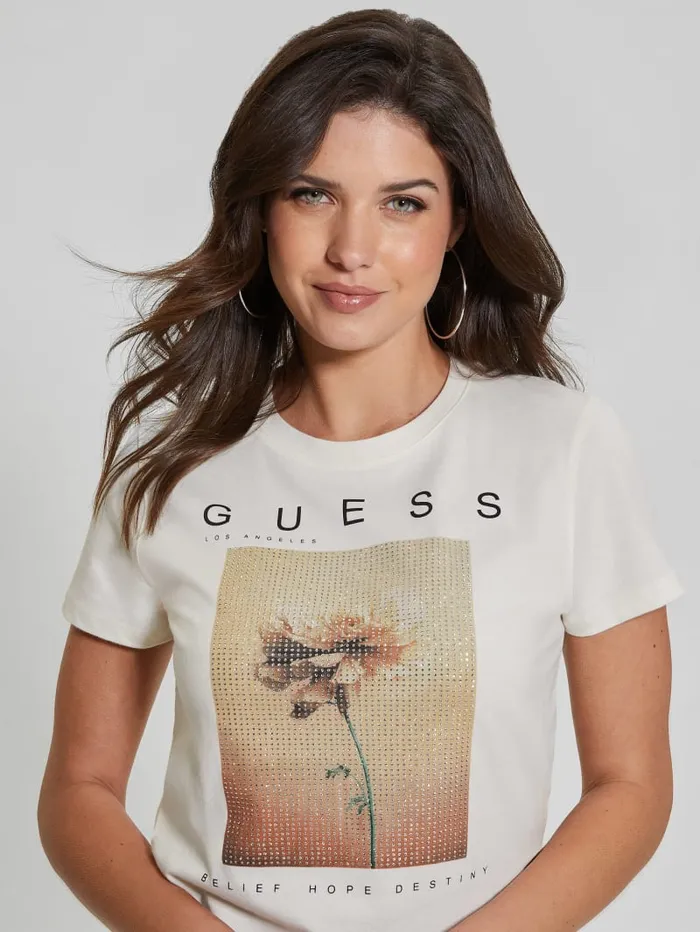 GUESS Tops Strass Picture Tee White 8211 Women
