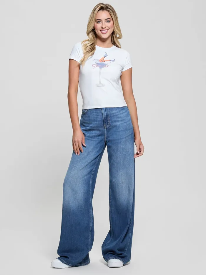 GUESS Tops Tini Boots Signature Tee White 8211 Women