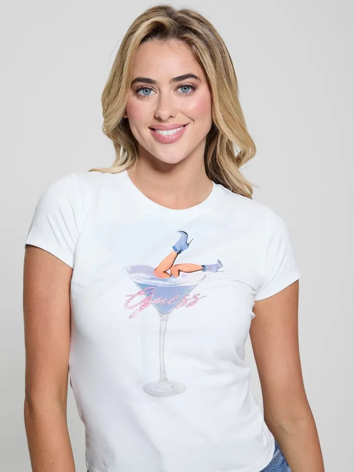 GUESS Tops Tini Boots Signature Tee White 8211 Women