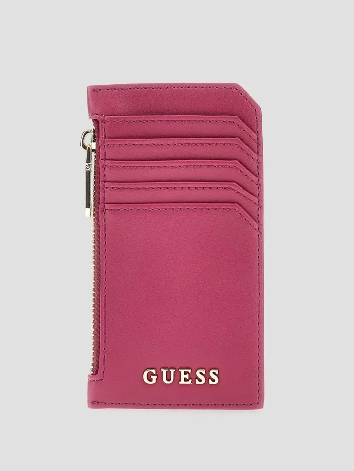 GUESS Wallets FauxLeather Zip Card Holder Pink 8211 Unisex