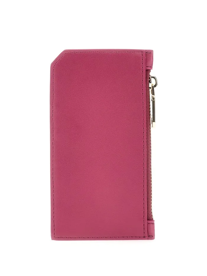 GUESS Wallets FauxLeather Zip Card Holder Pink 8211 Unisex