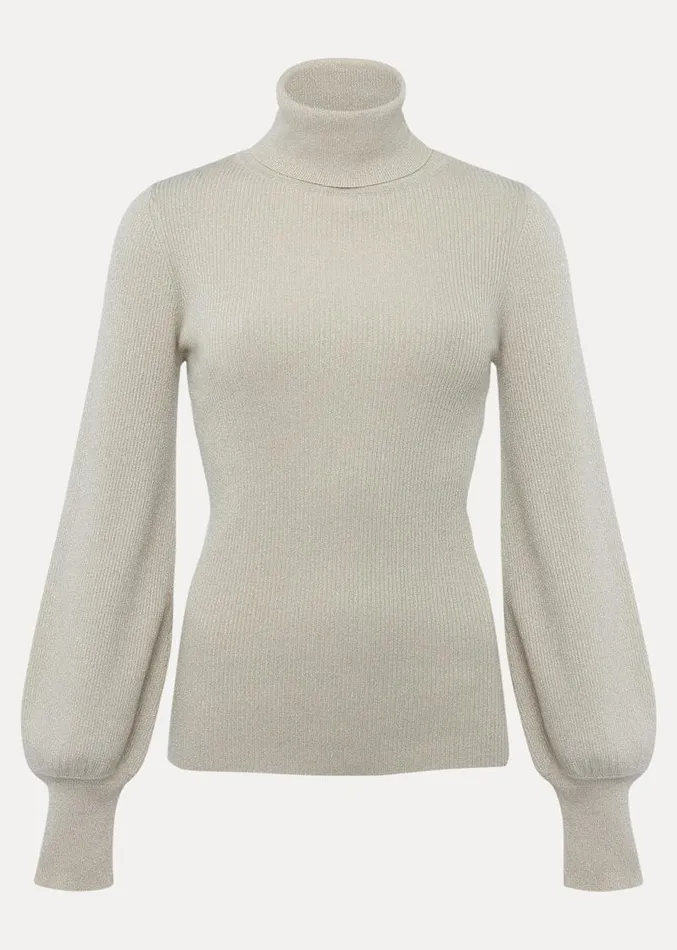 Gwyneth Balloon Sleeve Lurex Jumper Gold Women Phase Eight Knitwear
