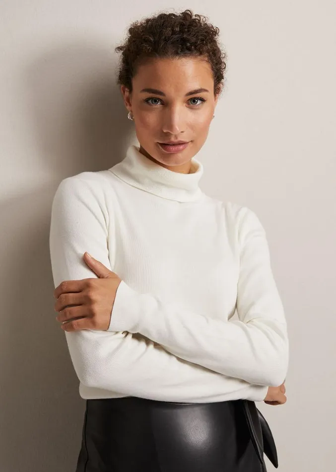 Gwyneth Ivory Roll Neck Jumper Ivory Women Phase Eight Knitwear