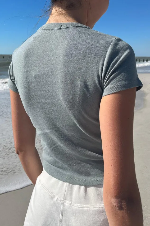 Hailie Basic Top Dark Sage Green Women Brandy Melville Tops