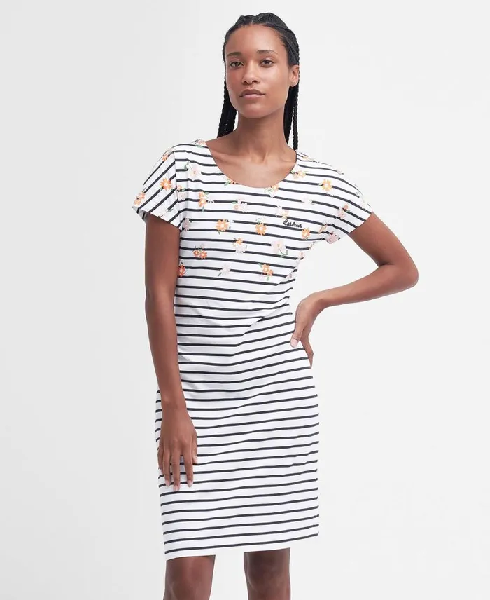 Harewood Printed Mini Dress Navy Country Print Women Barbour Dresses and Skirts