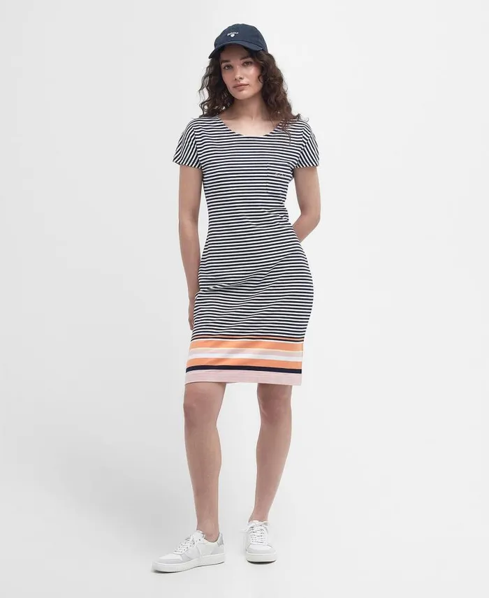 Harewood Striped Mini Dress Navy Multi Stripe Women Barbour Dresses and Skirts
