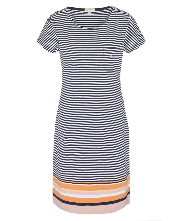 Harewood Striped Mini Dress Navy Multi Stripe Women Barbour Dresses and Skirts