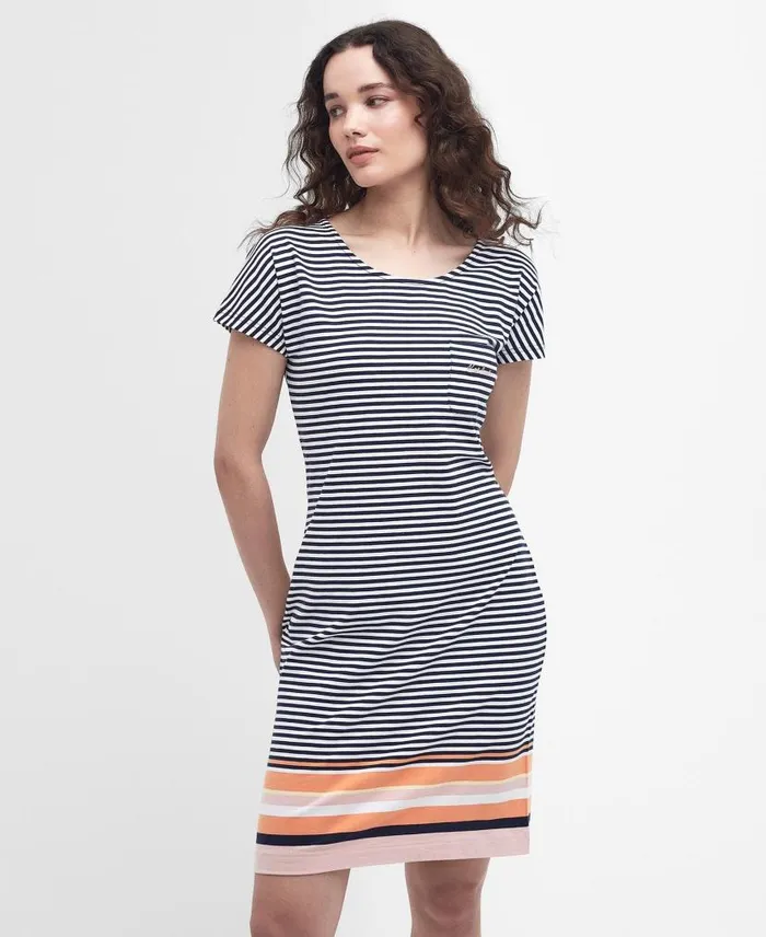 Harewood Striped Mini Dress Navy Multi Stripe Women Barbour Dresses and Skirts