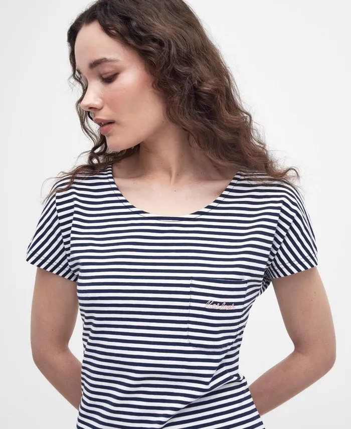 Harewood Striped Mini Dress Navy Multi Stripe Women Barbour Dresses and Skirts