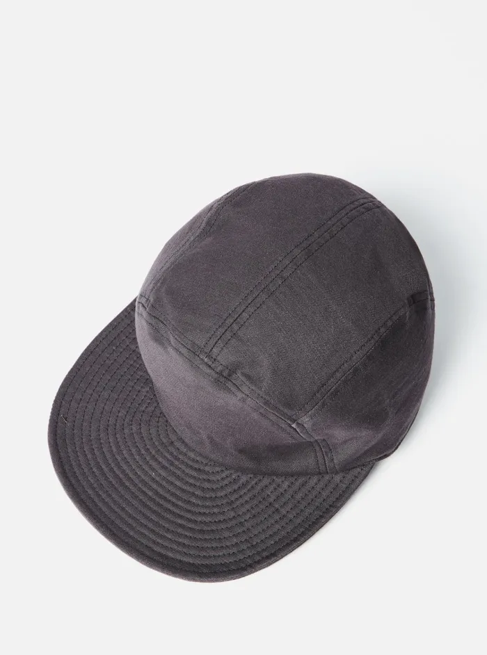 Hats Men Universal Works Cableami Baker Soft Bill Cap In Black Satin Cotton