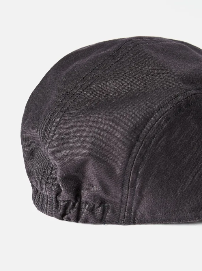 Hats Men Universal Works Cableami Baker Soft Bill Cap In Black Satin Cotton