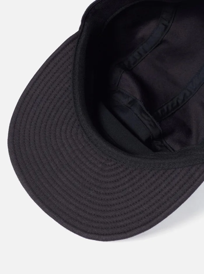 Hats Men Universal Works Cableami Baker Soft Bill Cap In Black Satin Cotton