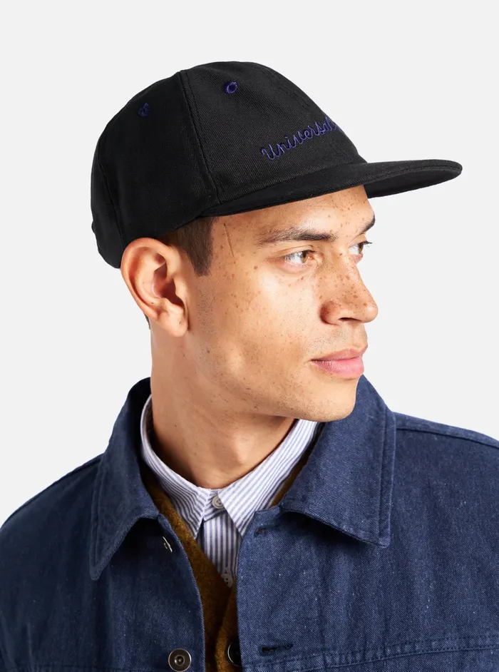 Hats Men Universal Works Universal Works Baseball Hat In Black Canvas