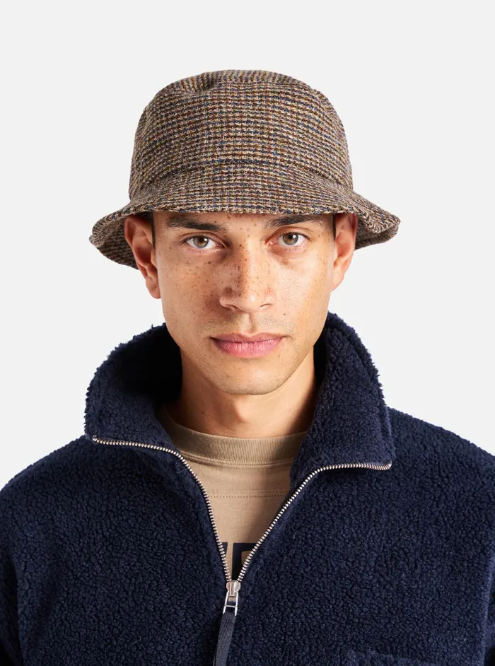 Hats Men Universal Works Universal Works Lewis Hat In Brown Harris Tweed Plaid