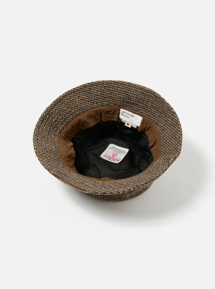Hats Men Universal Works Universal Works Lewis Hat In Brown Harris Tweed Plaid