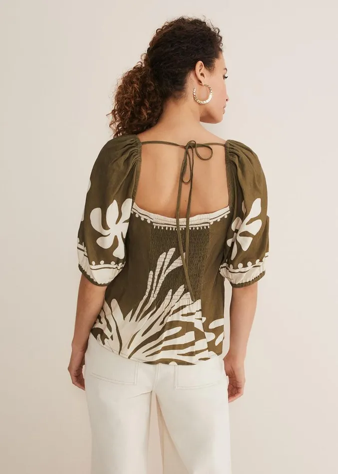 Hesta Linen Top Olive Women Phase Eight Tops and TShirts