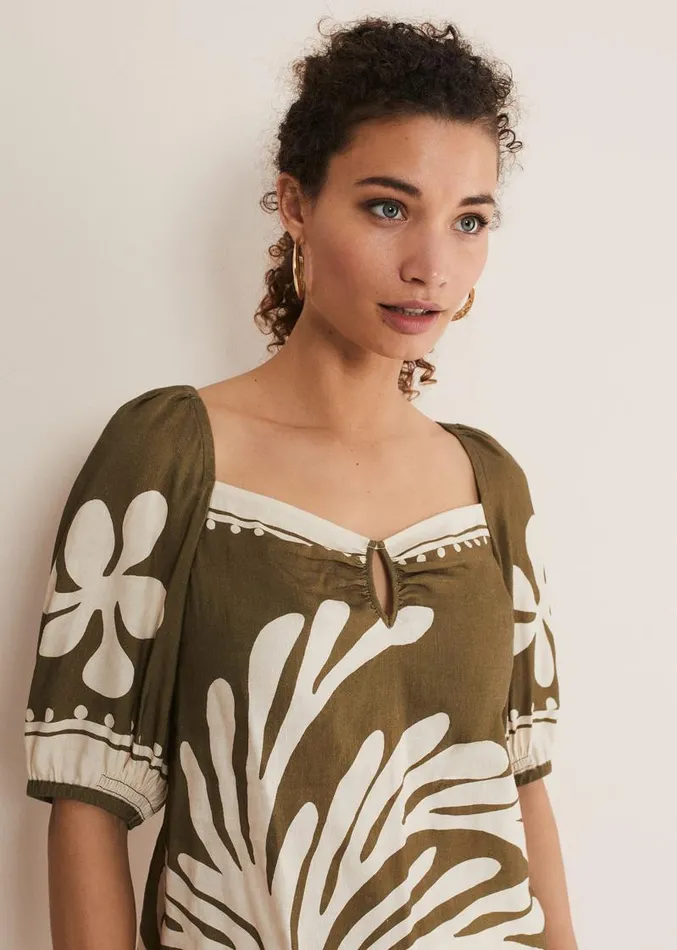 Hesta Linen Top Olive Women Phase Eight Tops and TShirts