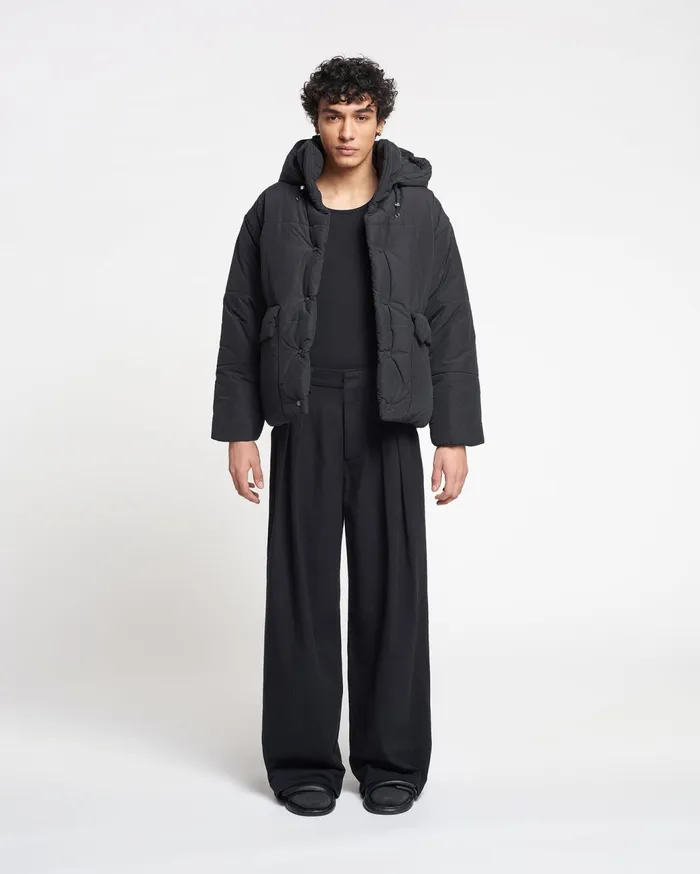 Hide Hood Tech Poplin Hooded Puffer Jacket Black WomenMen Nanushka Jackets and Blazers