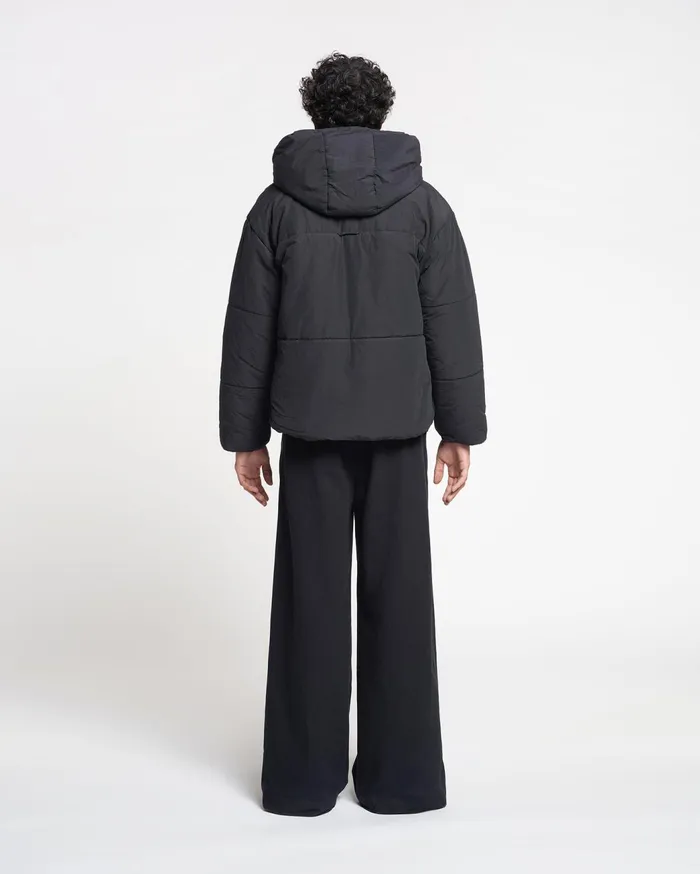 Hide Hood Tech Poplin Hooded Puffer Jacket Black WomenMen Nanushka Jackets and Blazers