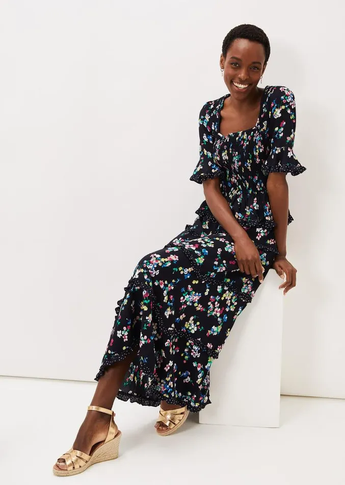 Hudson Floral Tiered CoOrd Skirt Blackivory Women Phase Eight Skirts