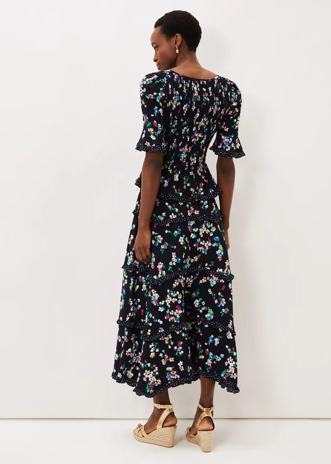 Hudson Floral Tiered CoOrd Skirt Blackivory Women Phase Eight Skirts