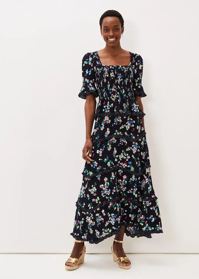 Hudson Floral Tiered CoOrd Skirt Blackivory Women Phase Eight Skirts