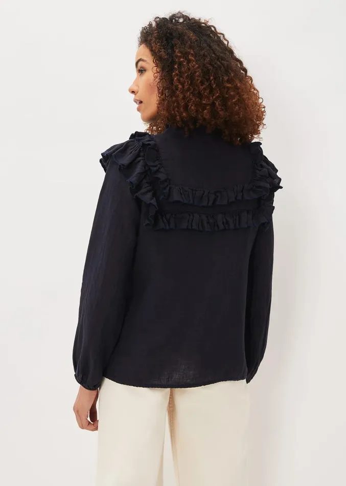 Imogen Linen Blouse Navy Women Phase Eight Shirts and Blouses