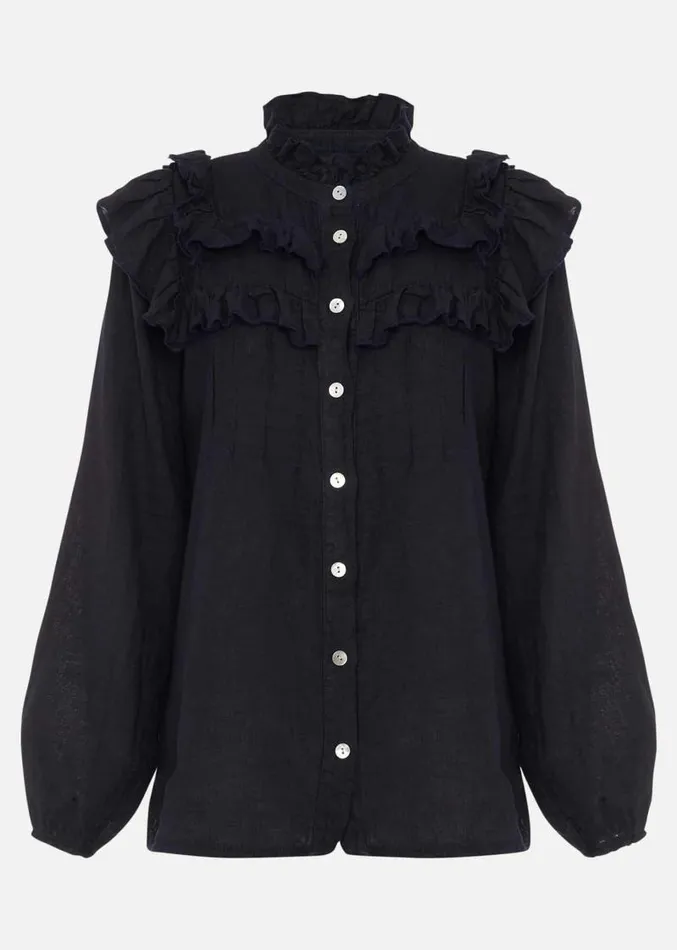 Imogen Linen Blouse Navy Women Phase Eight Shirts and Blouses